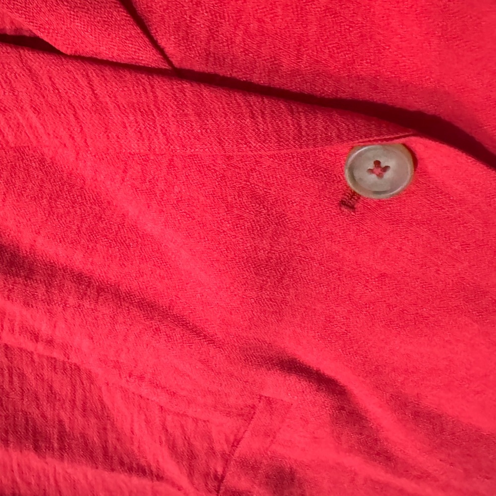 Red Textured Single-Button Blazer - image 4